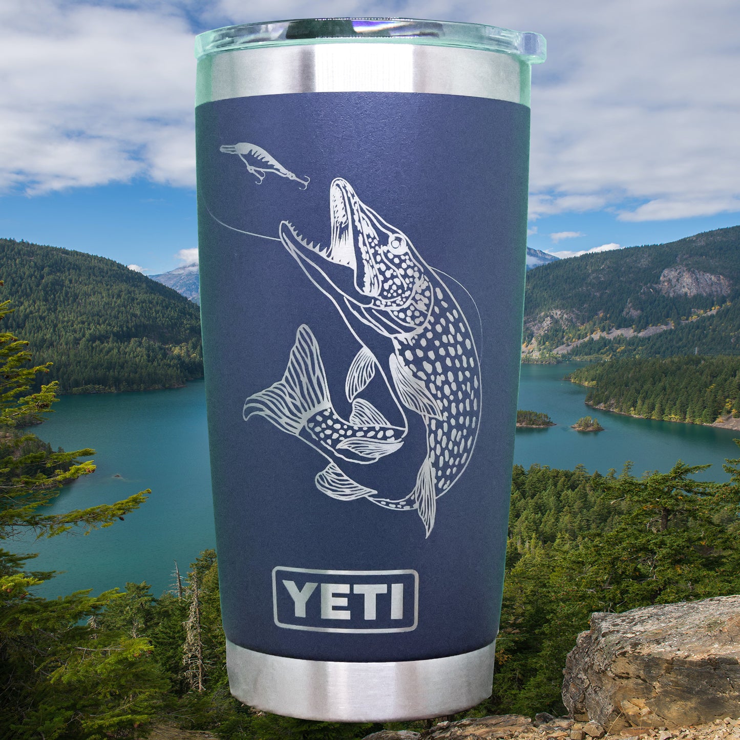 Pike Fishing Custom Engraved Tumbler or Bottle