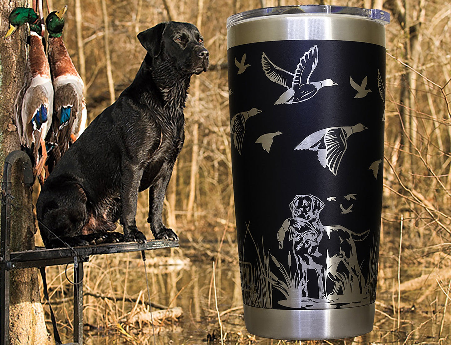 Duck Wrap with Labrador Retriever Custom Engraved Tumbler or Bottle