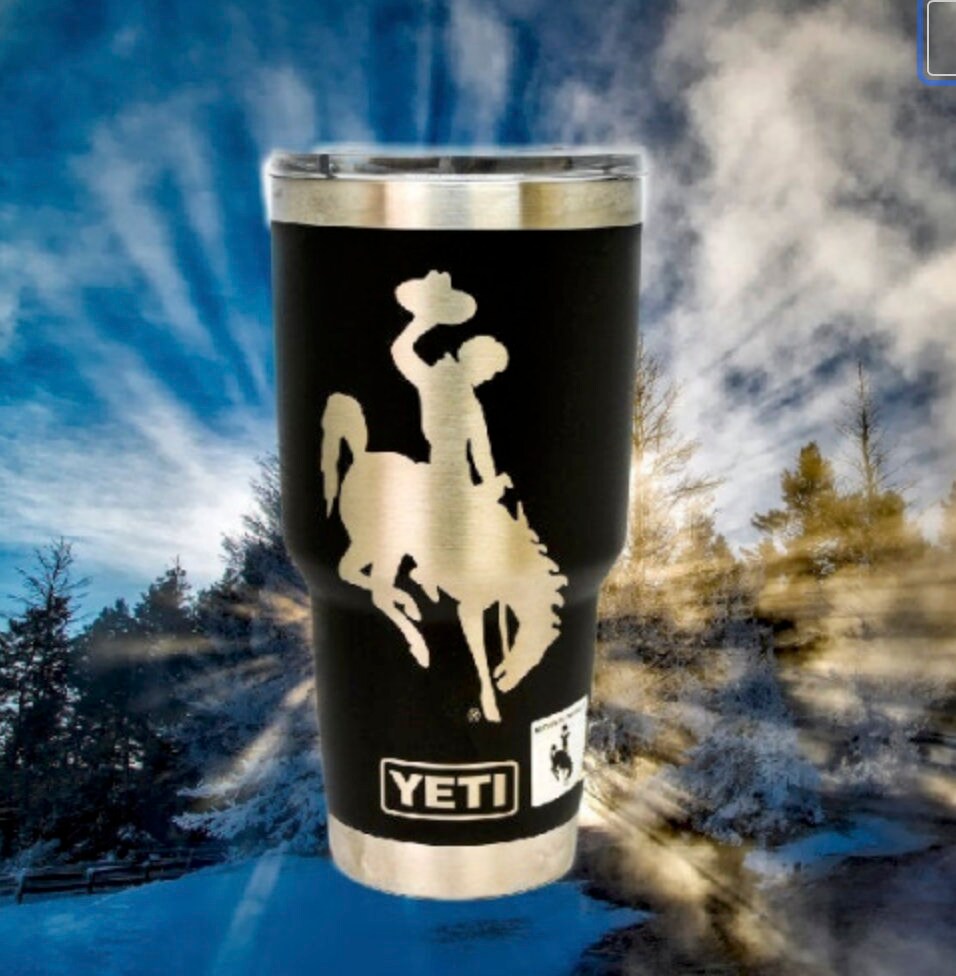 Wyoming Cowboy Steamboat Custom Engraved Tumbler or Bottle