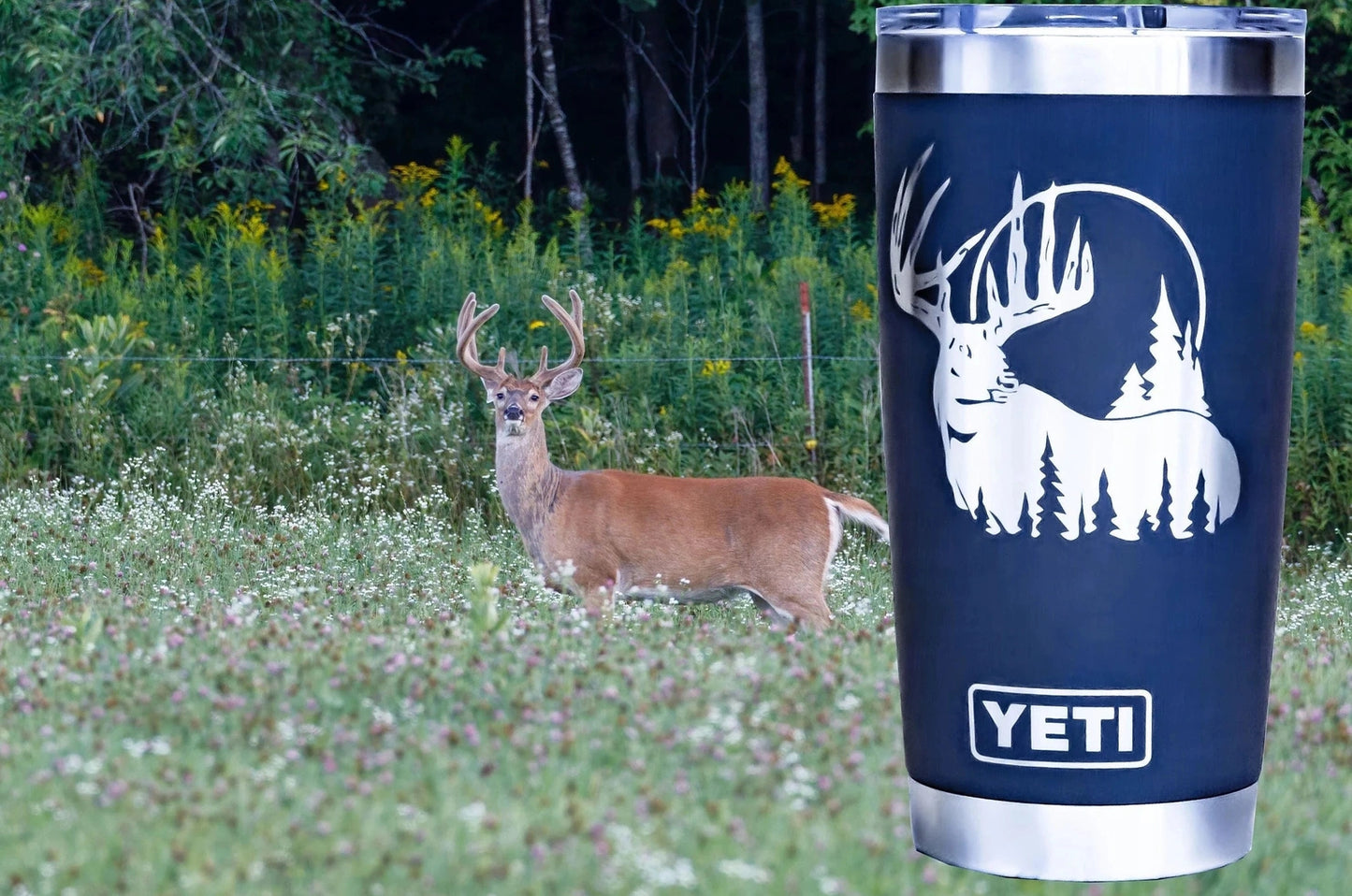 Whitetail Deer Custom Engraved Tumbler or Bottle