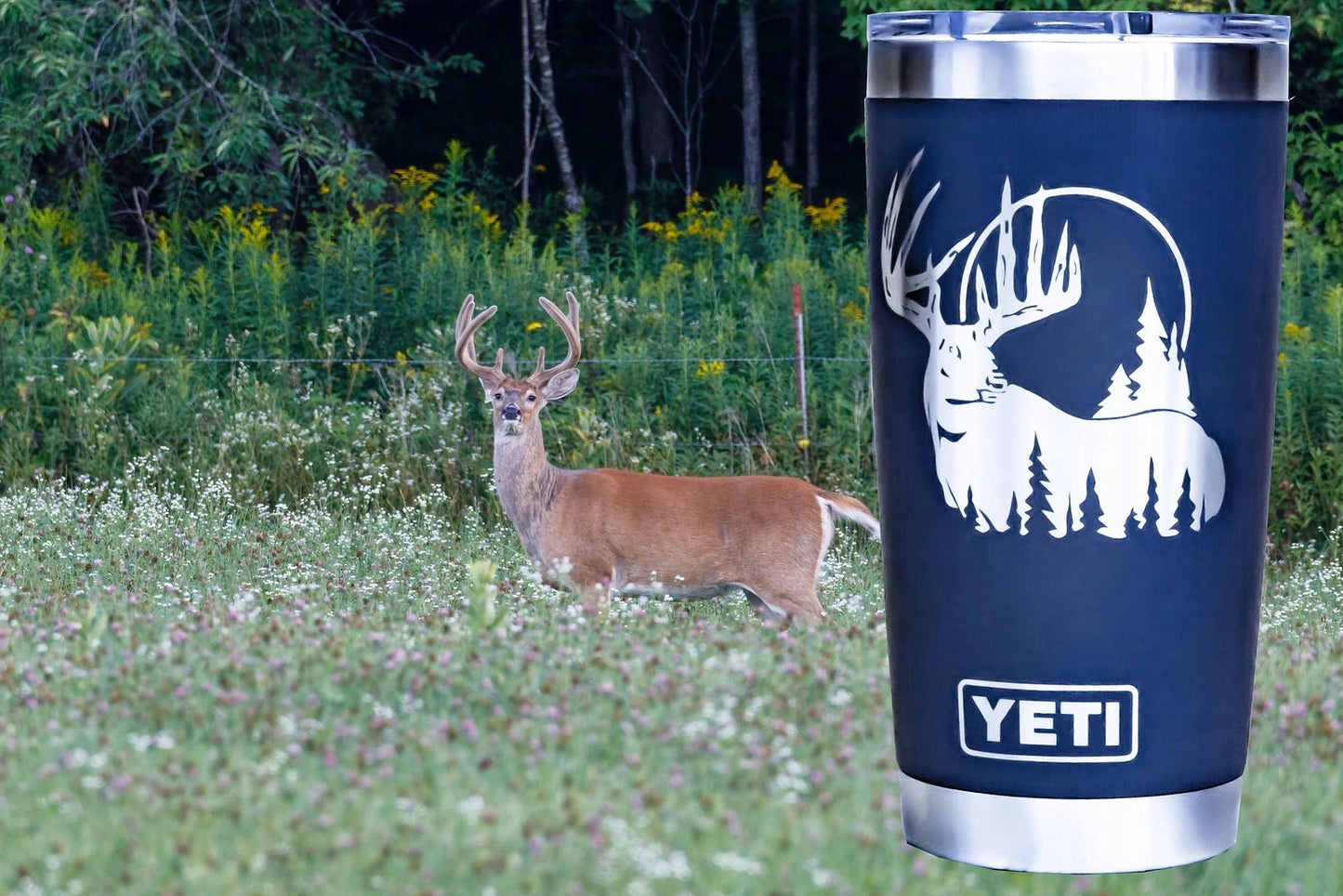 Whitetail Deer Custom Engraved Tumbler or Bottle