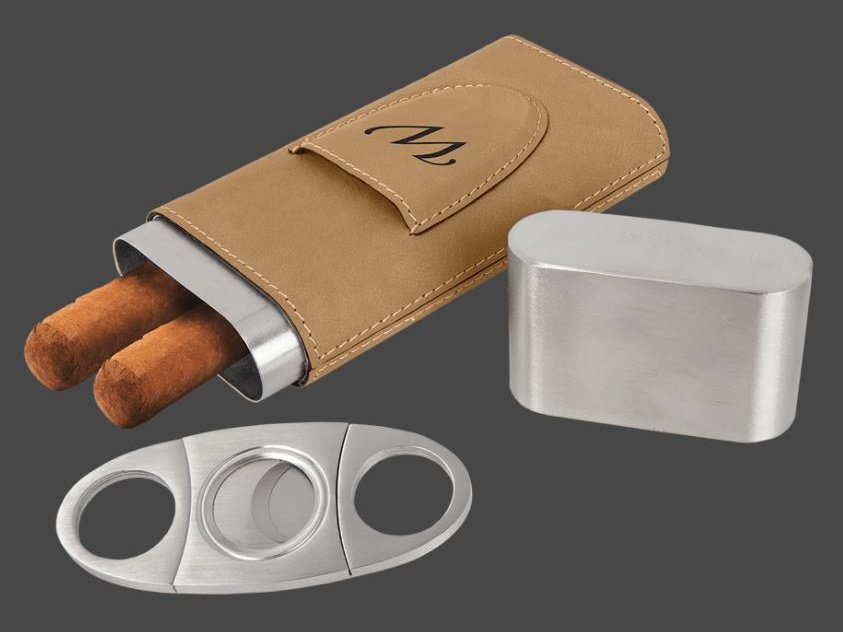 Leatherette Cigar Case with Cutter