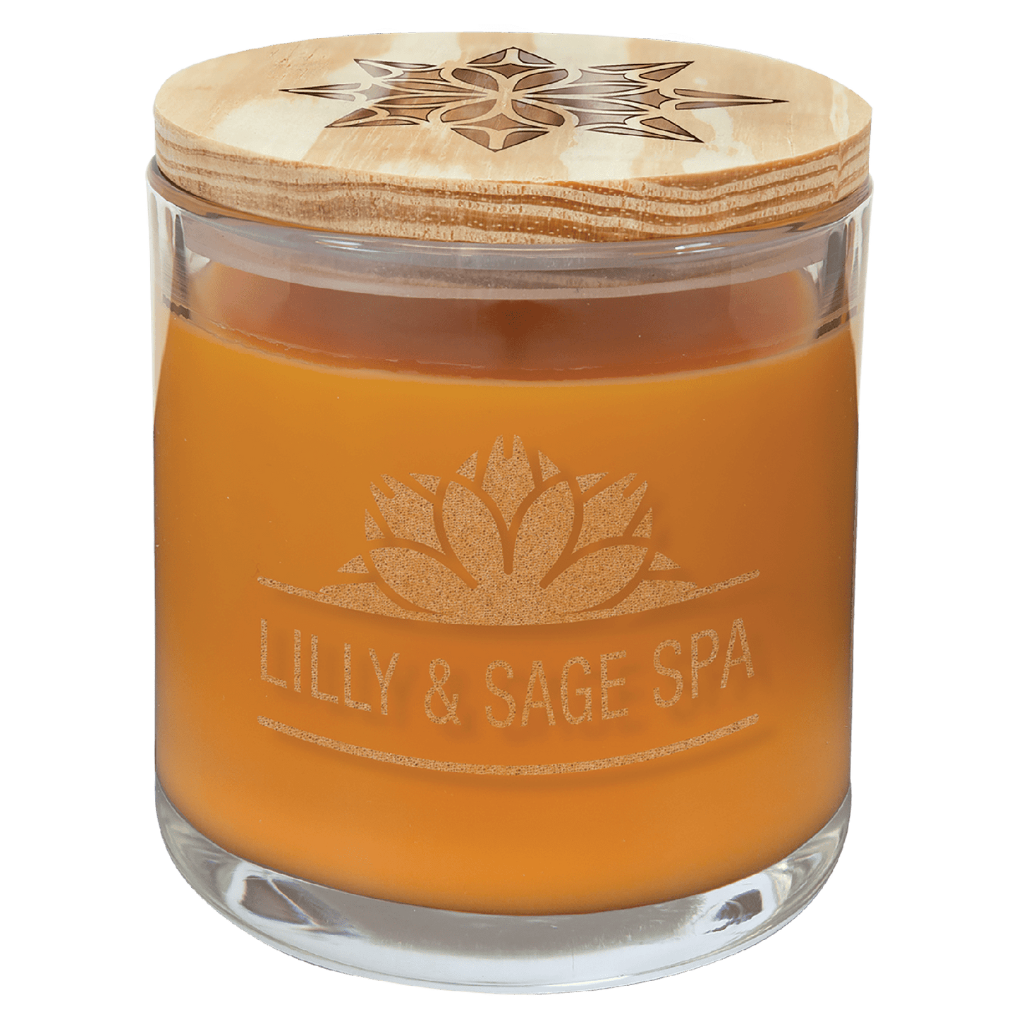 Personalized Glass Candle with Wood Lid