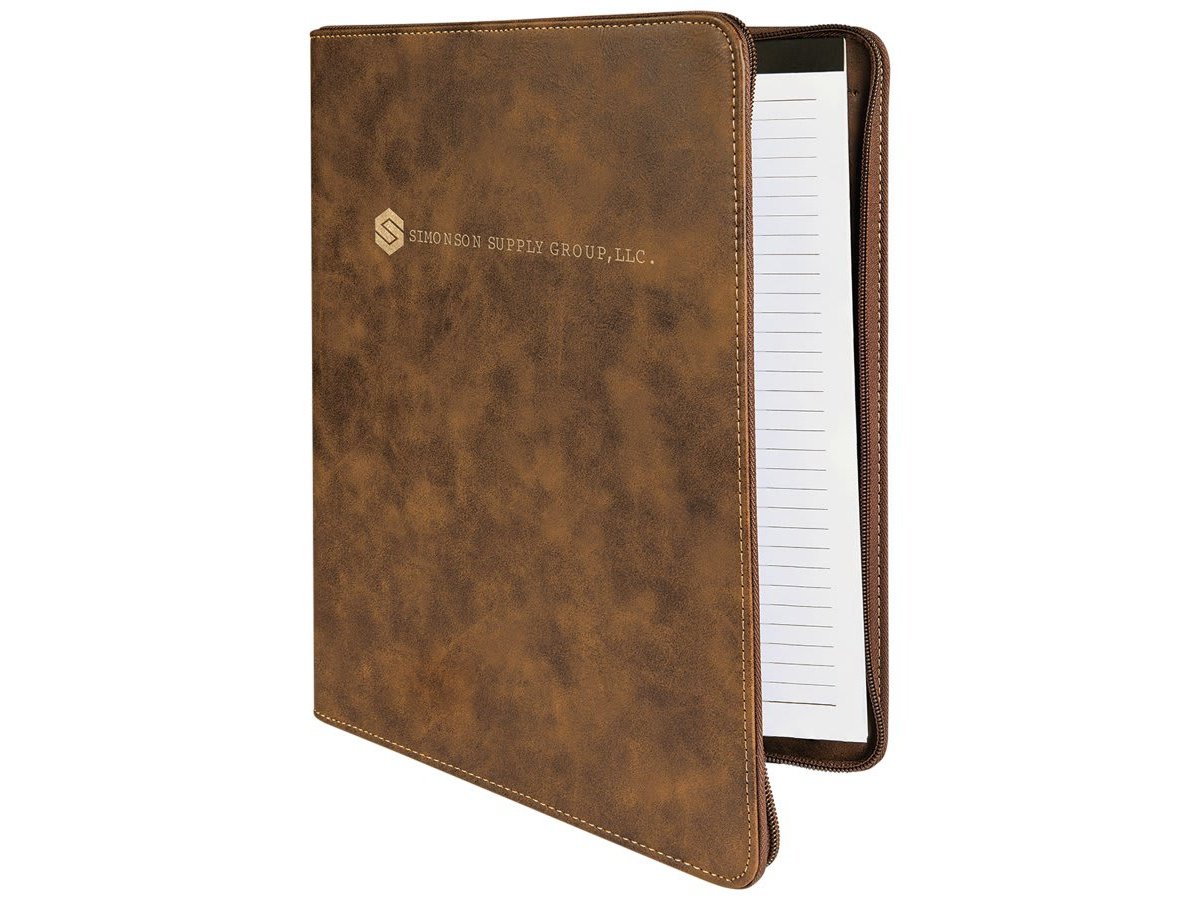 Leatherette Portfolio with Zipper and Notepad