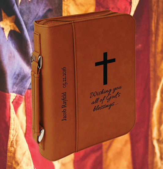 Custom Leather Bible Covers with handle and zipper.