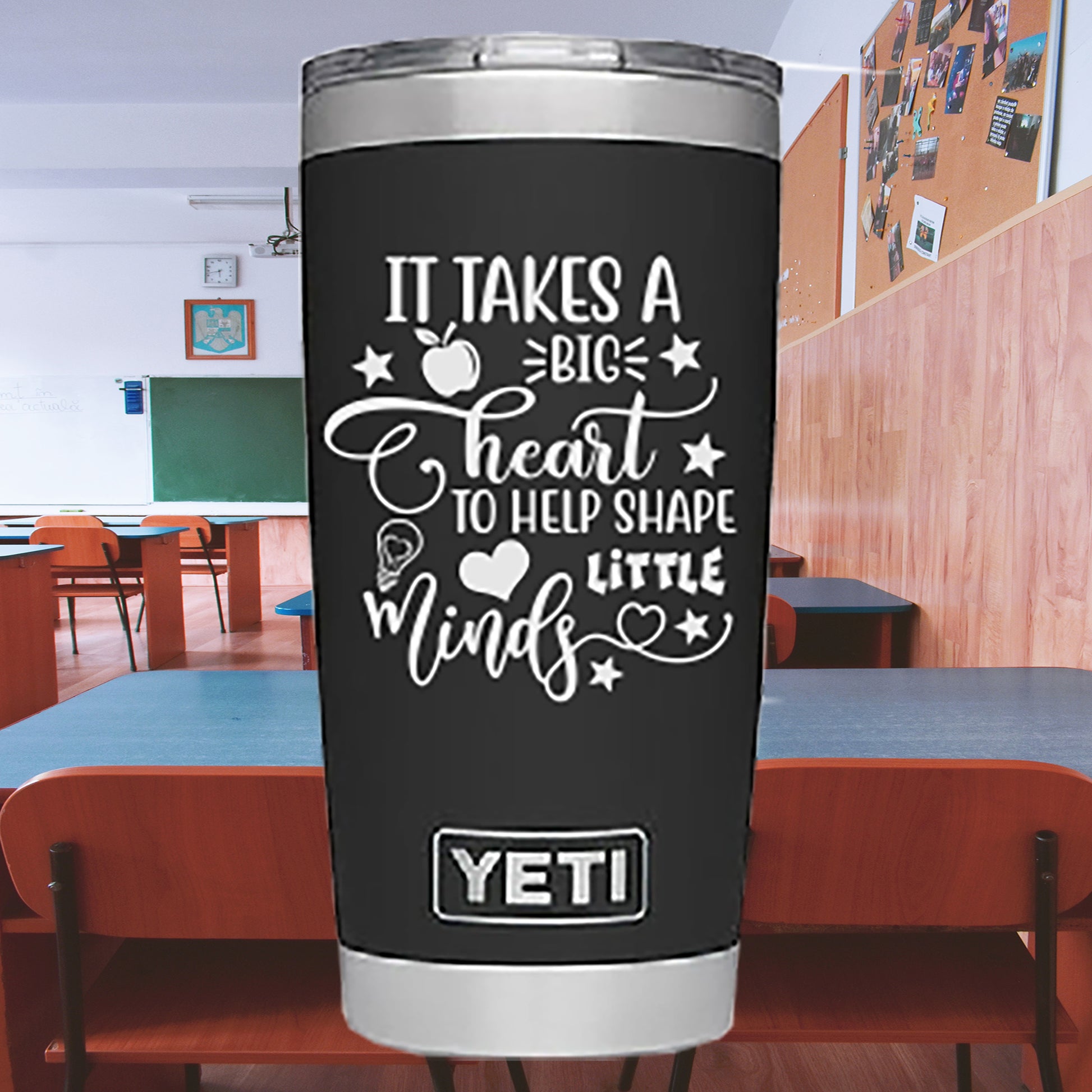 It Takes a Big Heart To Shape Little Minds Custom Engraved Tumbler or Bottle