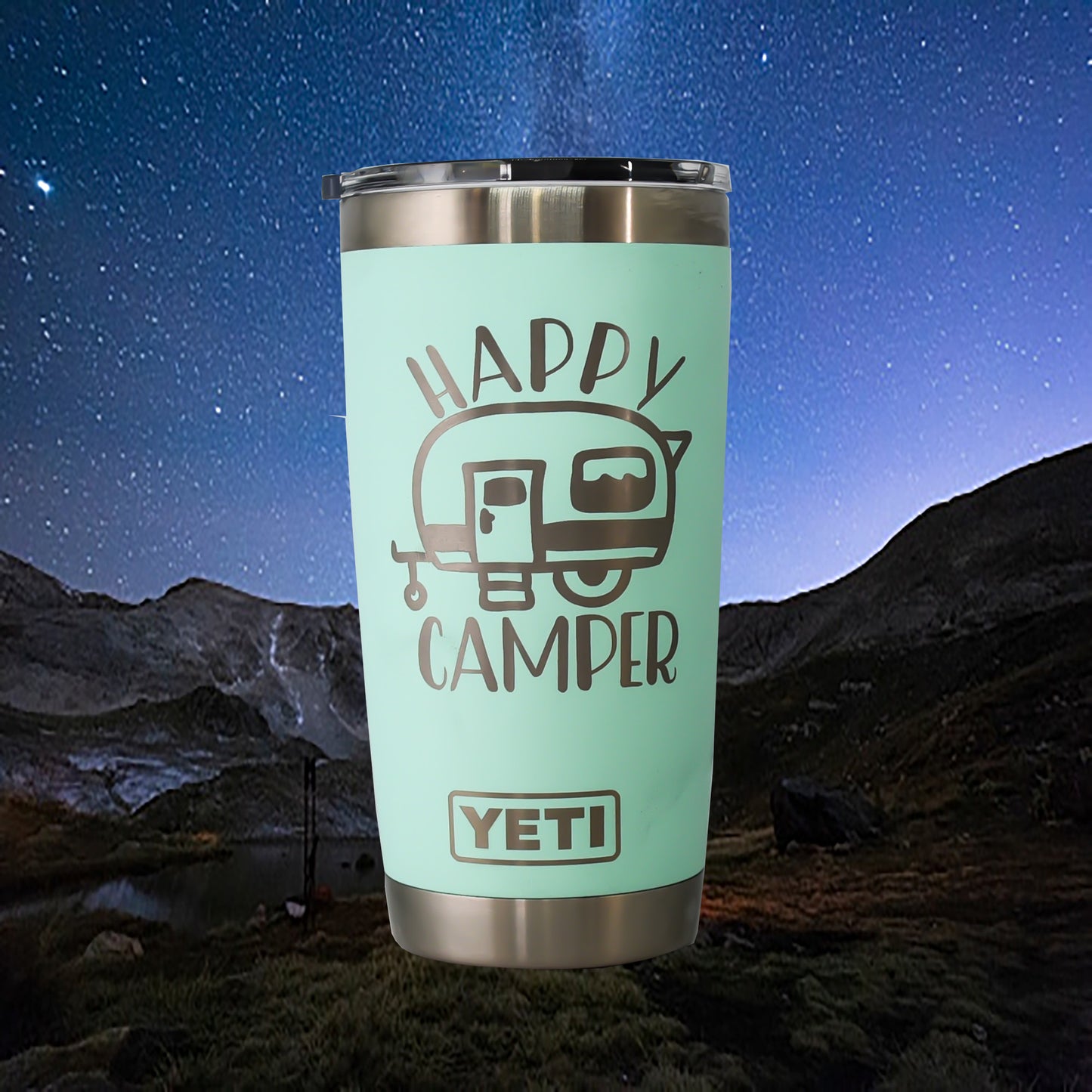 Happy Camper Custom Engraved Tumbler or Bottle