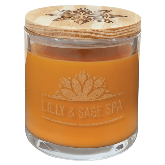 Personalized Glass Candle with Wood Lid
