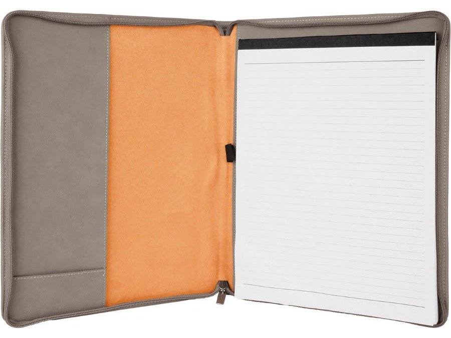 Leatherette Portfolio with Zipper and Notepad